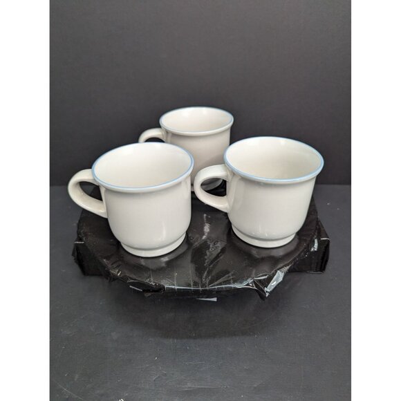 Chantilly Fleur de Lune Floral Coffee Mug Stoneware Stackable 8 Oz Lot of 3 - Picture 5 of 9
